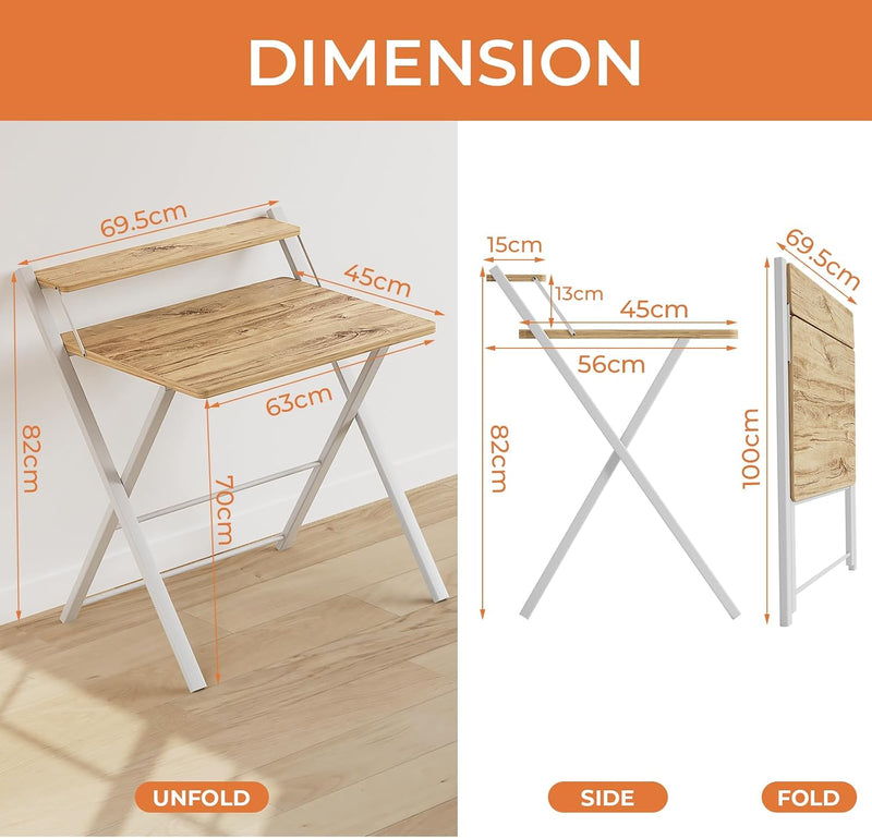 No Assembly Folding Desk Monitor Shelf