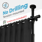 No-Drill Room Divider Curtain Set: Includes 106" W