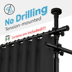 No-Drill Room Divider Curtain Set: Includes 106" W