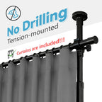 No-Drill Room Divider Curtain Set: Includes 106" W