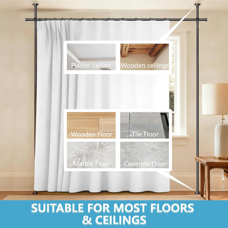 No-Drill Room Divider Curtain Set: Includes 106" W