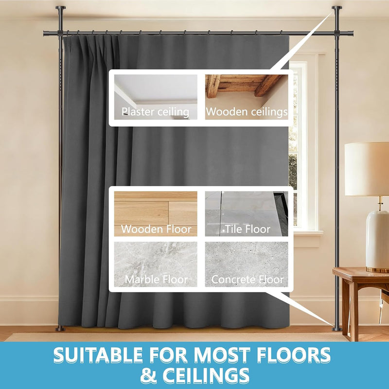 No-Drill Room Divider Curtain Set: Includes 106" W