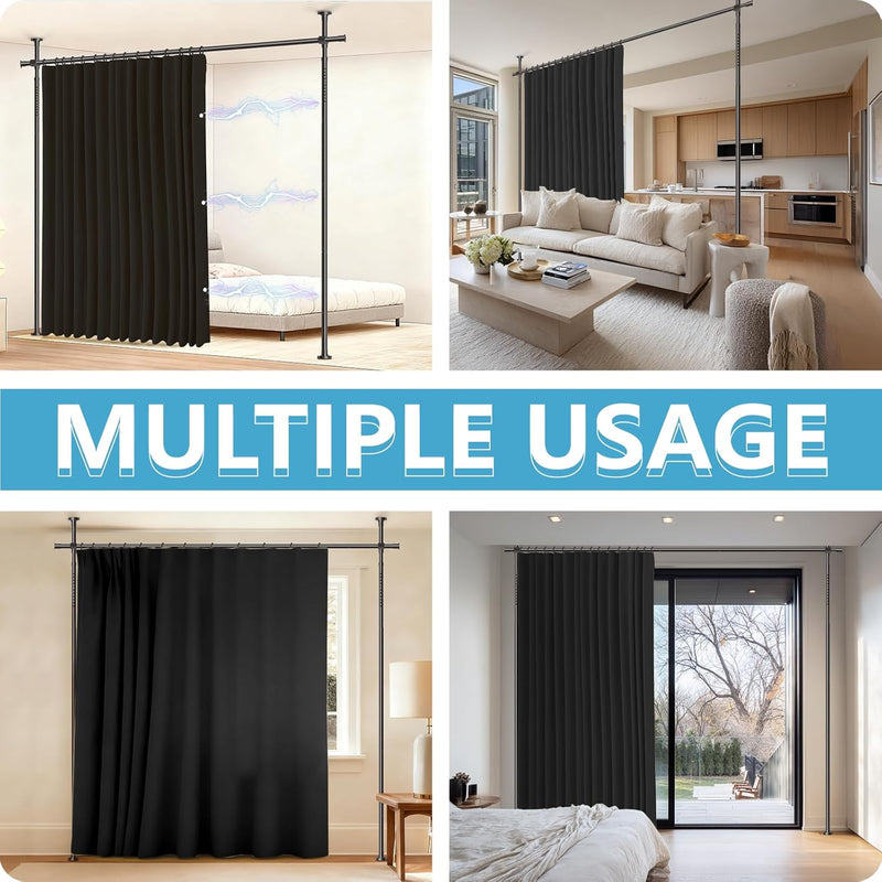 No-Drill Room Divider Curtain Set: Includes 106" W