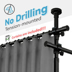 No-Drill Room Divider Curtain Set: Includes 106" W