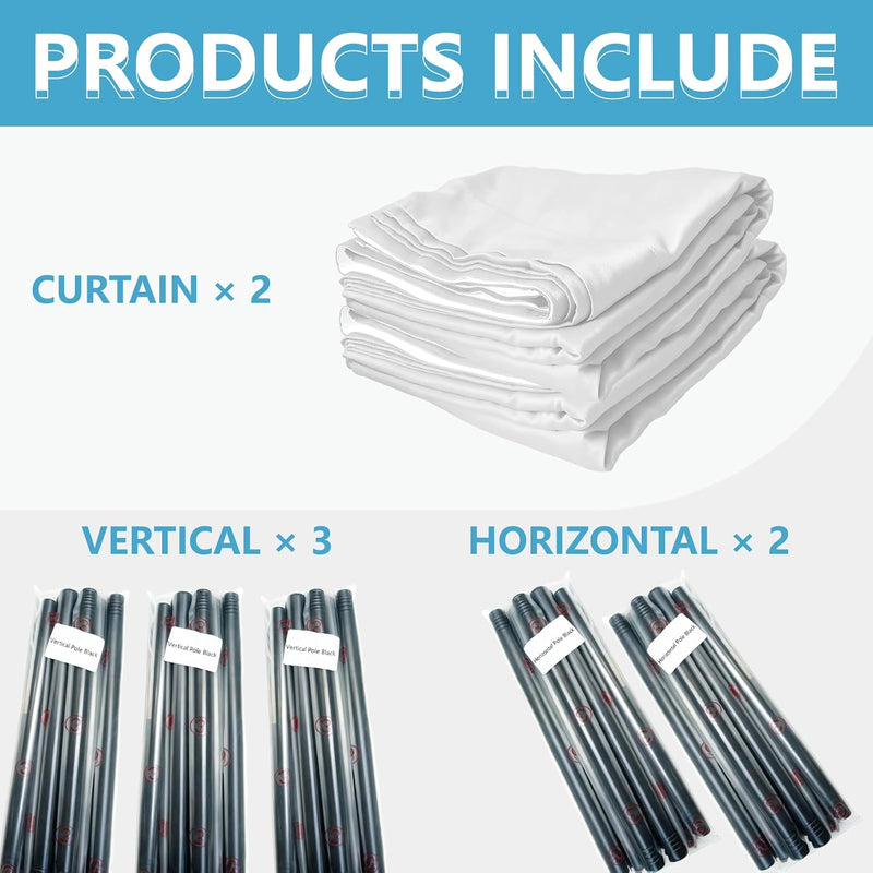 No-Drill Room Divider Curtain Set: Includes 106" W