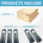 No-Drill Room Divider Curtain Set: Includes 106" W