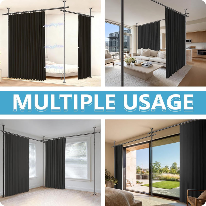 No-Drill Room Divider Curtain Set: Includes 106" W
