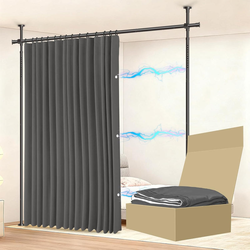 No-Drill Room Divider Curtain Set: Includes 106" W