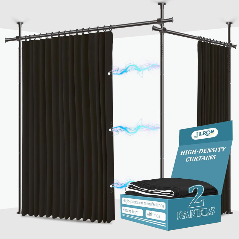 No-Drill Room Divider Curtain Set: Includes 106" W