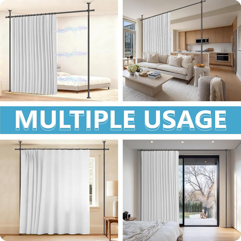 No-Drill Room Divider Curtain Set: Includes 106" W