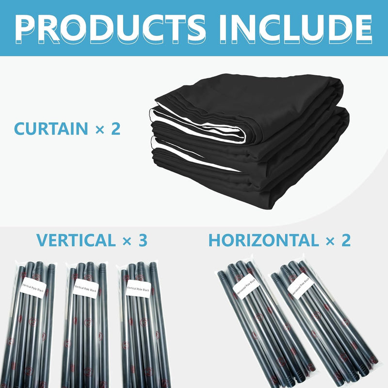 No-Drill Room Divider Curtain Set: Includes 106" W