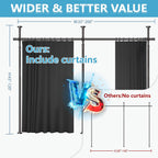 No-Drill Room Divider Curtain Set: Includes 106" W