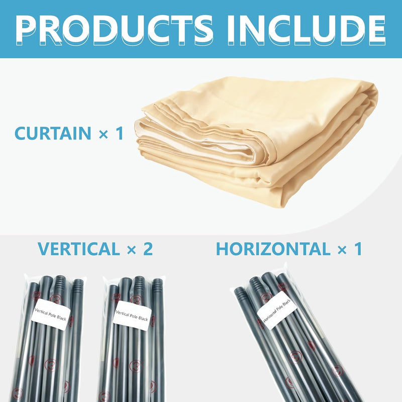 No-Drill Room Divider Curtain Set: Includes 106" W