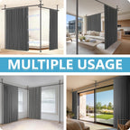 No-Drill Room Divider Curtain Set: Includes 106" W