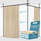No-Drill Room Divider Curtain Set: Includes 106" W