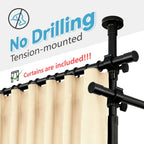 No-Drill Room Divider Curtain Set: Includes 106" W