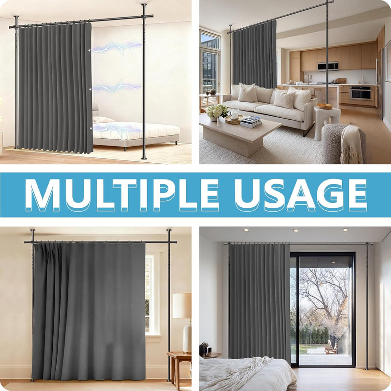 No-Drill Room Divider Curtain Set: Includes 106" W