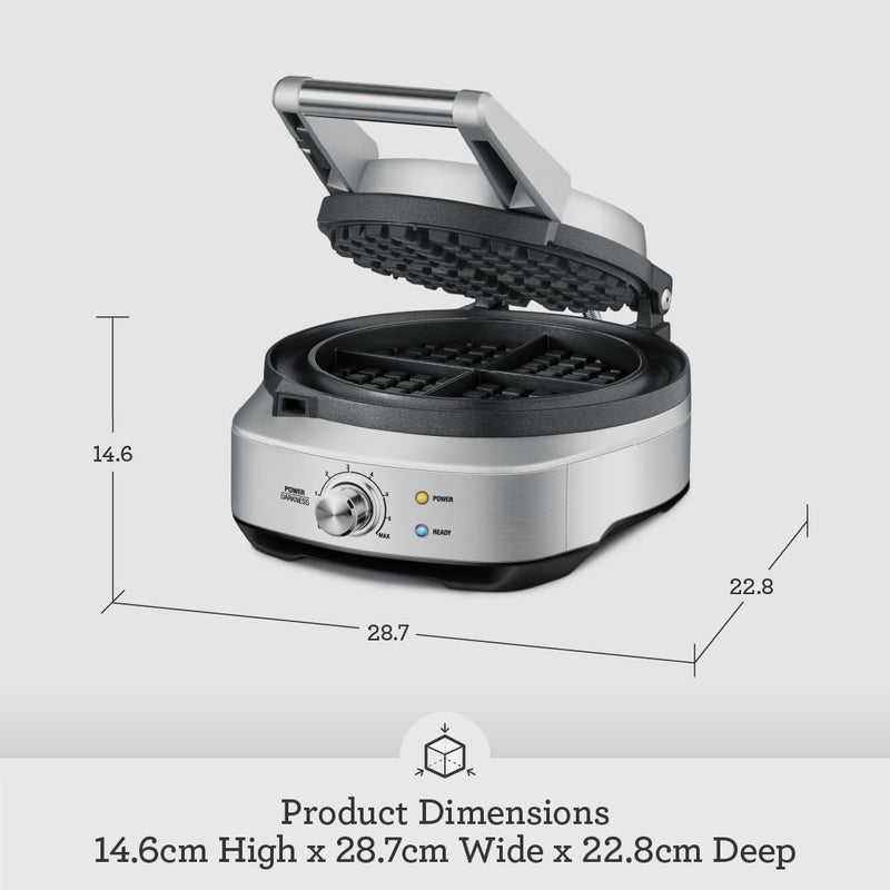 No-Mess Waffle Maker 7 Browning Settings Brushed Stainless