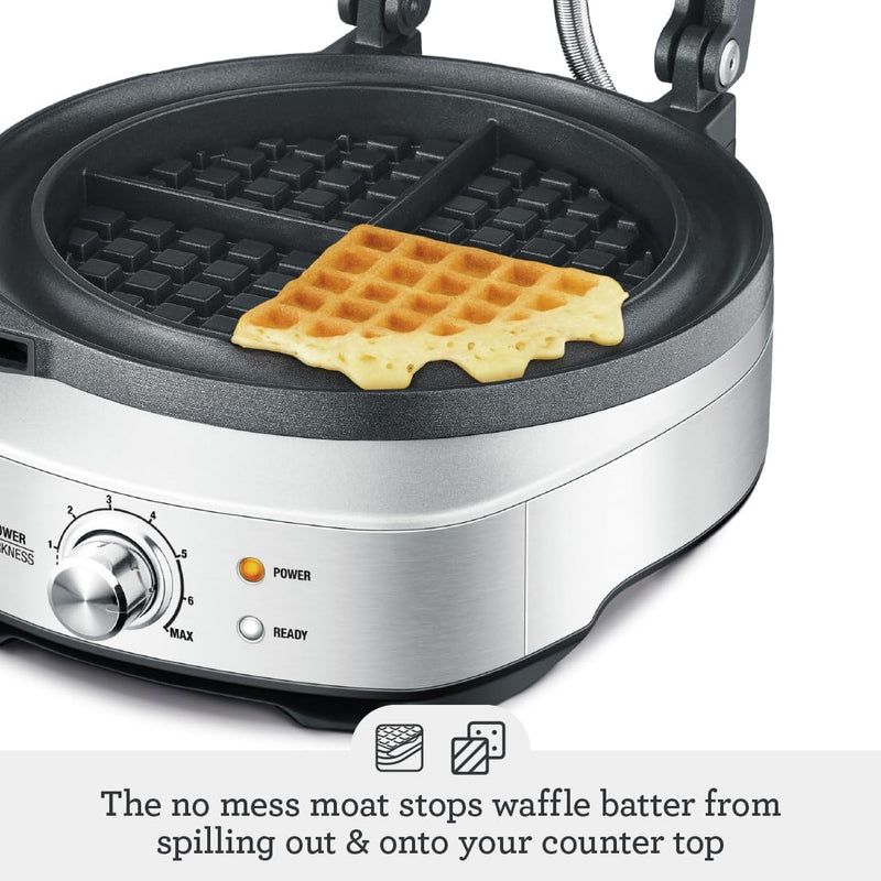 No-Mess Waffle Maker 7 Browning Settings Brushed Stainless