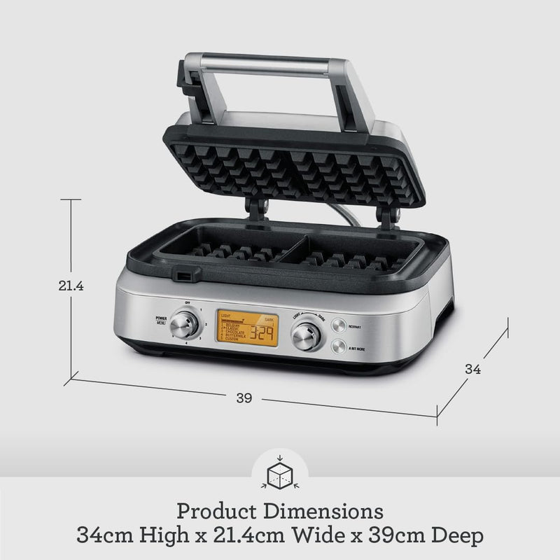 No-Mess Waffle Maker 7 Browning Settings Brushed Stainless