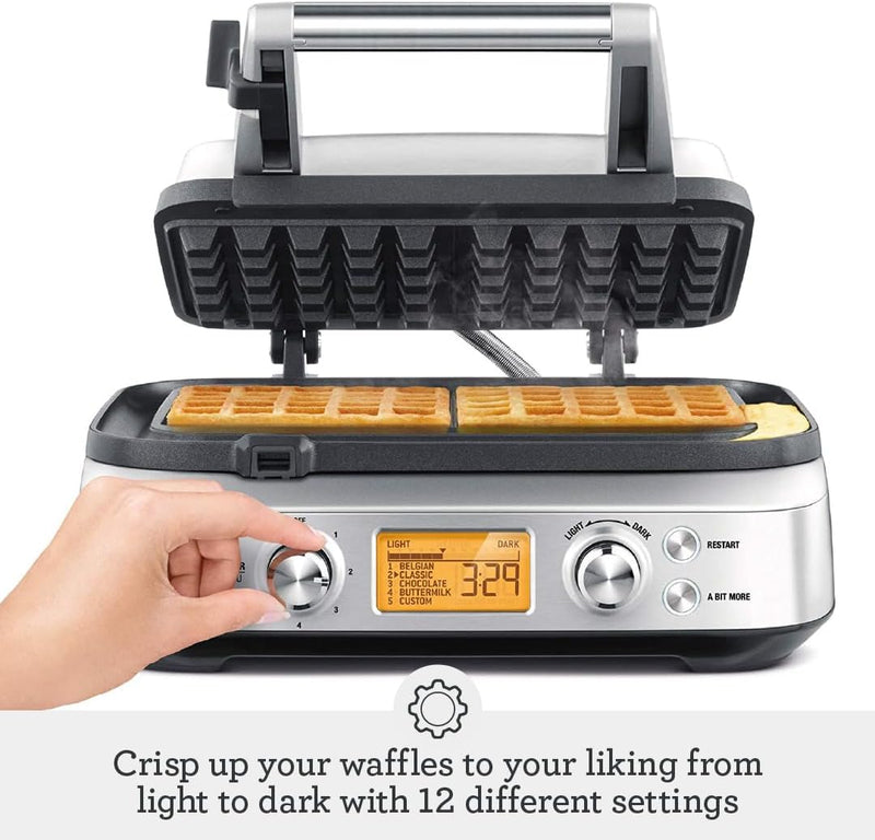 No-Mess Waffle Maker 7 Browning Settings Brushed Stainless