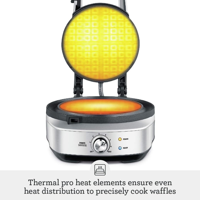 No-Mess Waffle Maker 7 Browning Settings Brushed Stainless