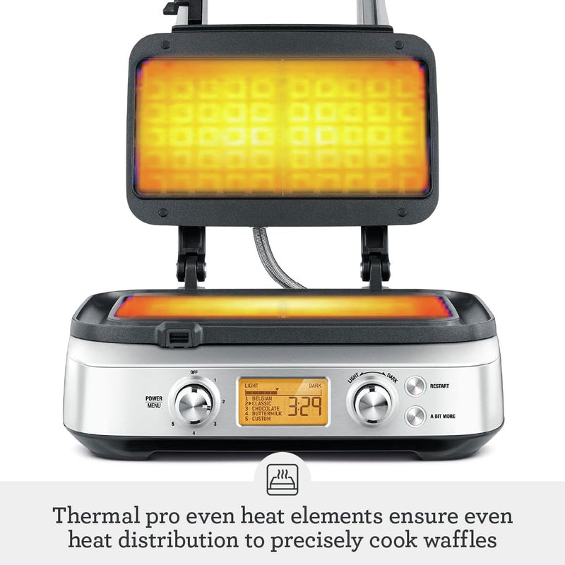 No-Mess Waffle Maker 7 Browning Settings Brushed Stainless