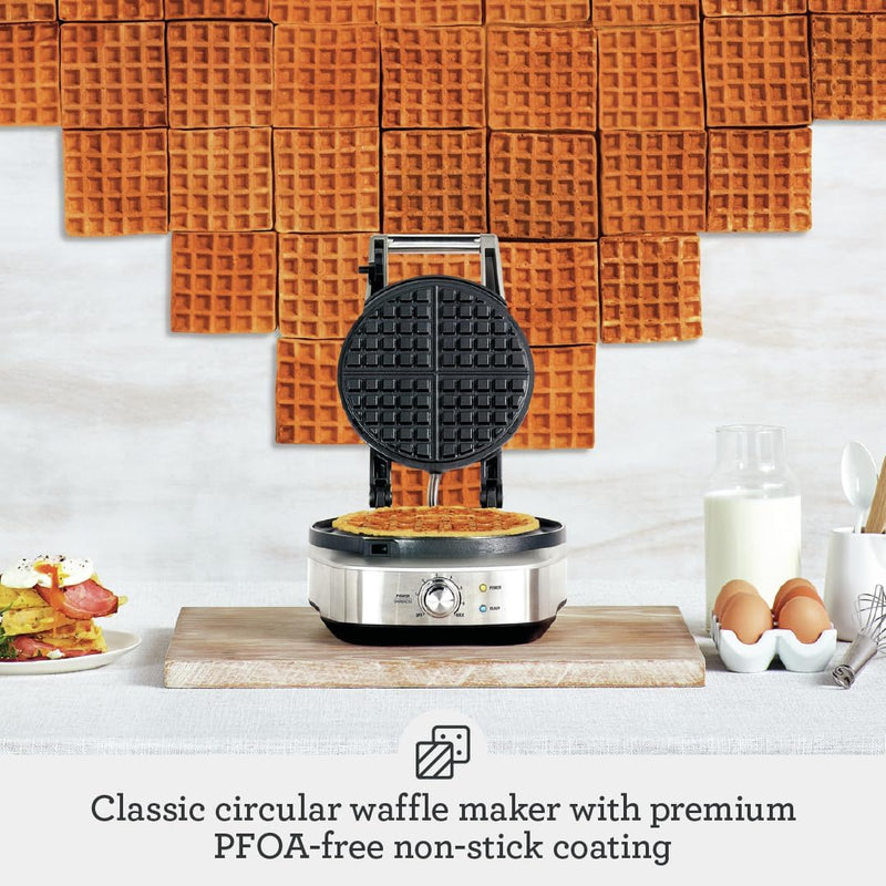 No-Mess Waffle Maker 7 Browning Settings Brushed Stainless