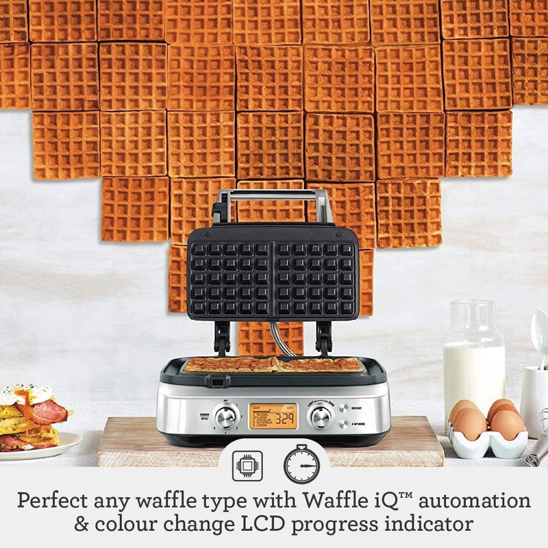 No-Mess Waffle Maker 7 Browning Settings Brushed Stainless