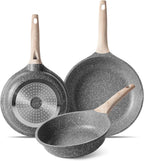 Non Stick Frying Pan 3 Sets Stone Pans