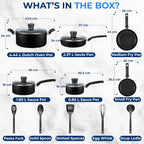 Non Stick Pots and Pans Set - Induction (15 Piece)