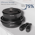 Non Stick Pots and Pans Set Induction Hob (17 Piece)