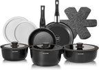 Non Stick Pots and Pans Set Induction Hob (17 Piece)