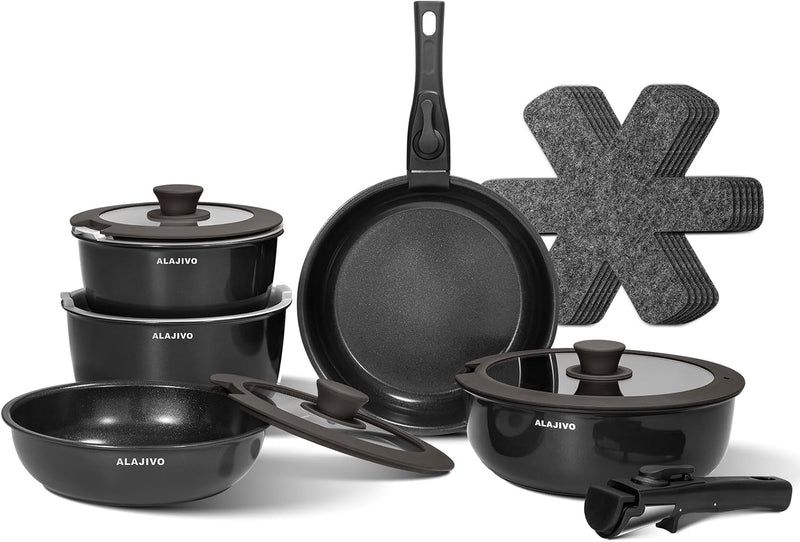 Non Stick Pots and Pans Set Induction Hob (17 Piece)