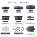 Non Stick Pots and Pans Set Induction Hob (17 Piece)