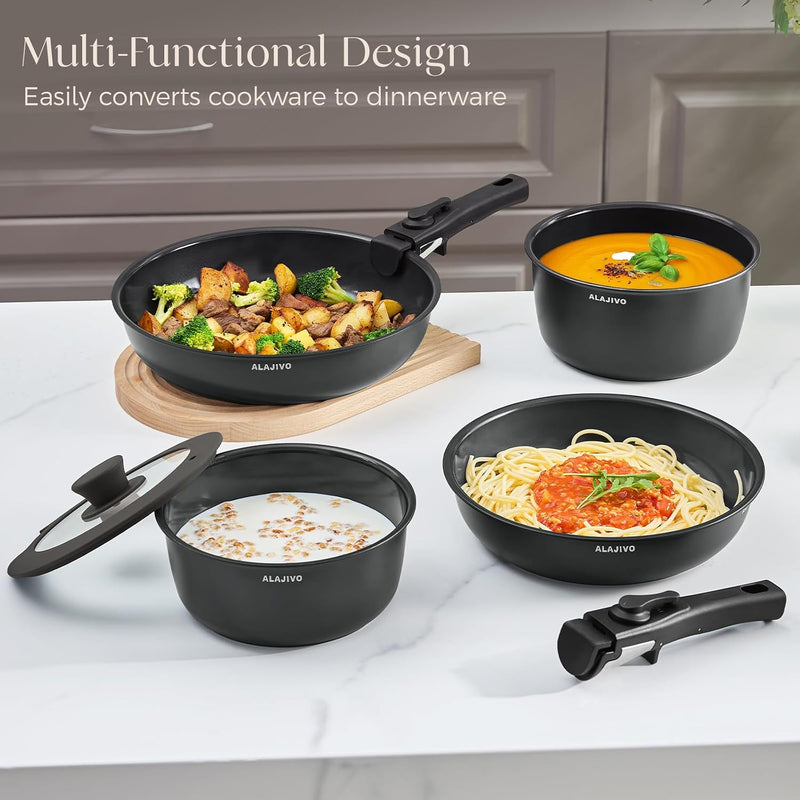 Non Stick Pots and Pans Set Induction Hob (17 Piece)