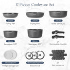 Non Stick Pots and Pans Set Induction Hob (17 Piece)
