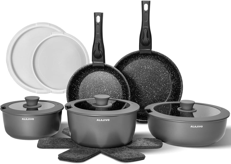 Non Stick Pots and Pans Set Induction Hob (17 Piece)