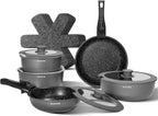 Non Stick Pots and Pans Set Induction Hob (17 Piece)