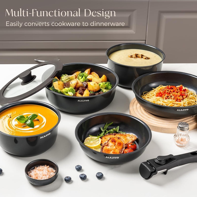Non Stick Pots and Pans Set Induction Hob (17 Piece)