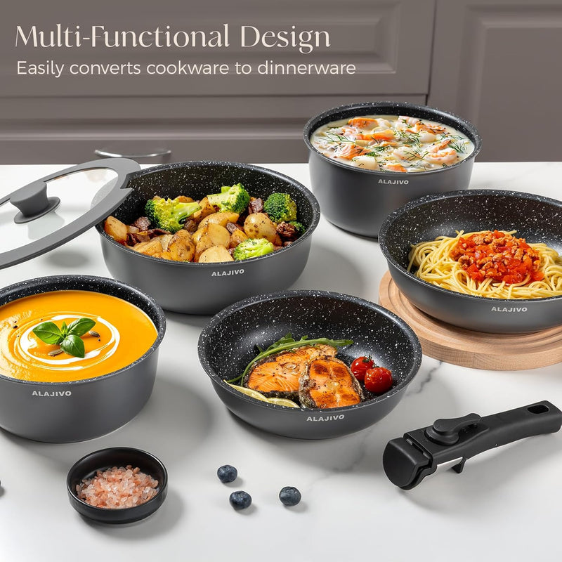 Non Stick Pots and Pans Set Induction Hob (17 Piece)