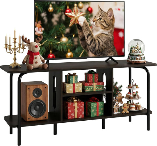 Oak TV Unit 120CM Arch Detail Open Shelves