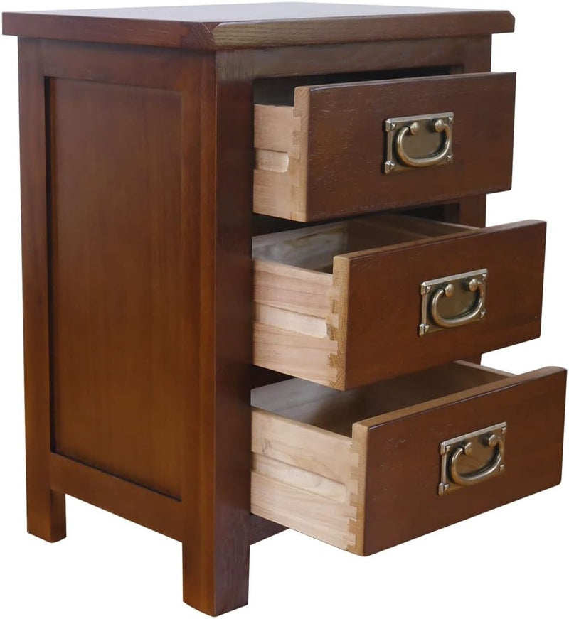 Oak Bedside Table 3 Drawers Walnut Nc Paint