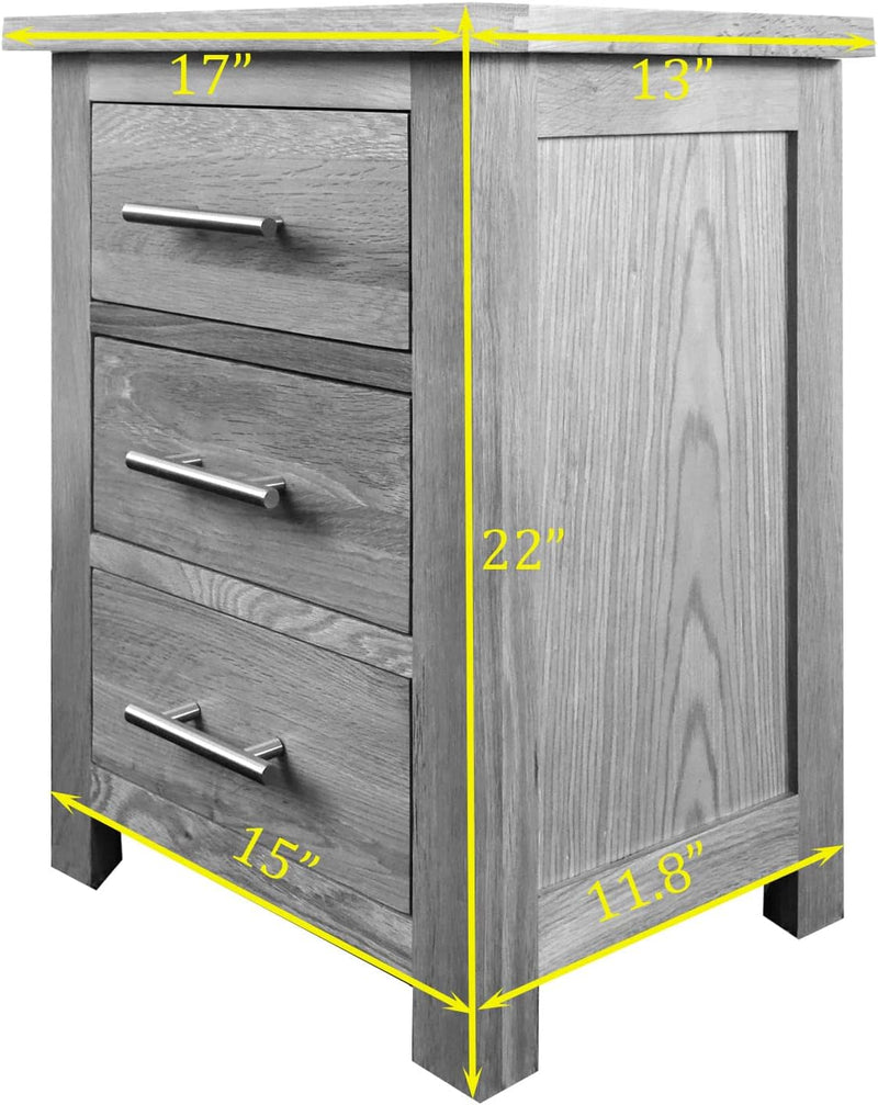 Oak Bedside Table 3 Drawers Walnut Nc Paint