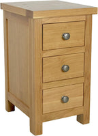 Oak Bedside Table Slim 3 Drawer Wooden Nightstands