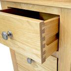 Oak Bedside Table Slim 3 Drawer Wooden Nightstands