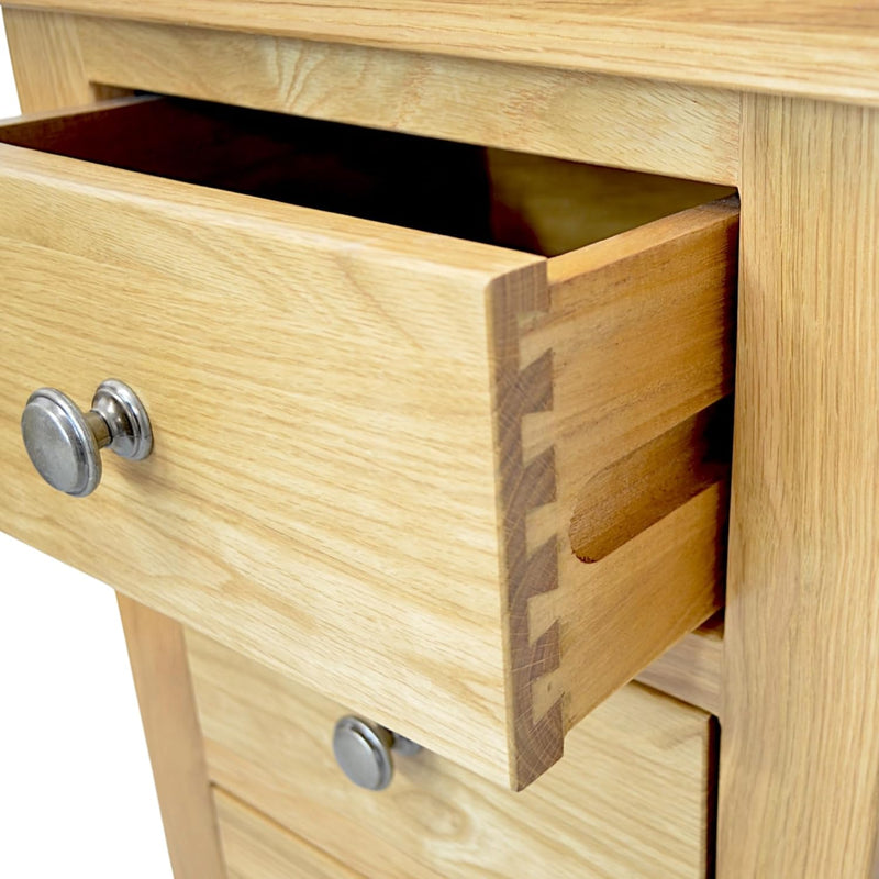 Oak Bedside Table Slim 3 Drawer Wooden Nightstands