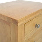 Oak Bedside Table Slim 3 Drawer Wooden Nightstands