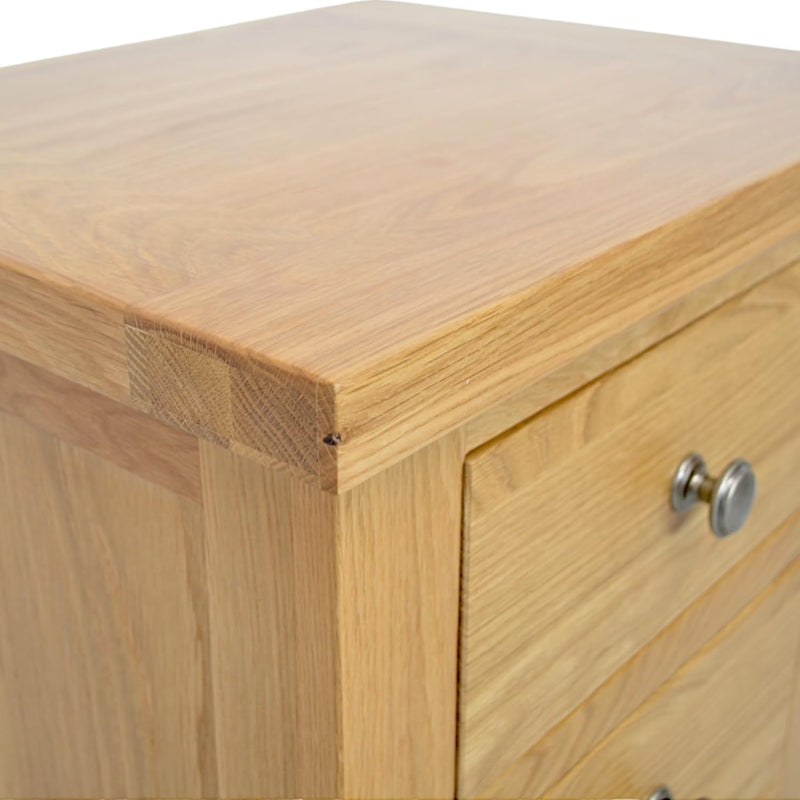Oak Bedside Table Slim 3 Drawer Wooden Nightstands