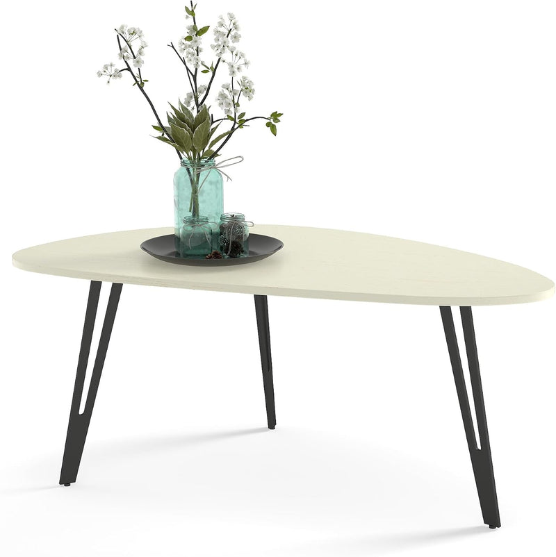 Oak Coffee Table 1-Tier Teardrop Shaped Side Tables
